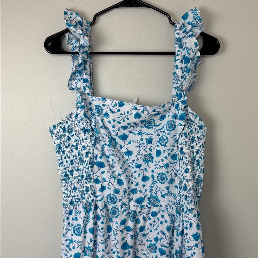 Blue Floral Ruffle-Strap Sundress - Picture 2 of 7